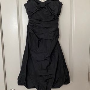 Black Kay Unger Silk Strapless Bubble Dress w Bow